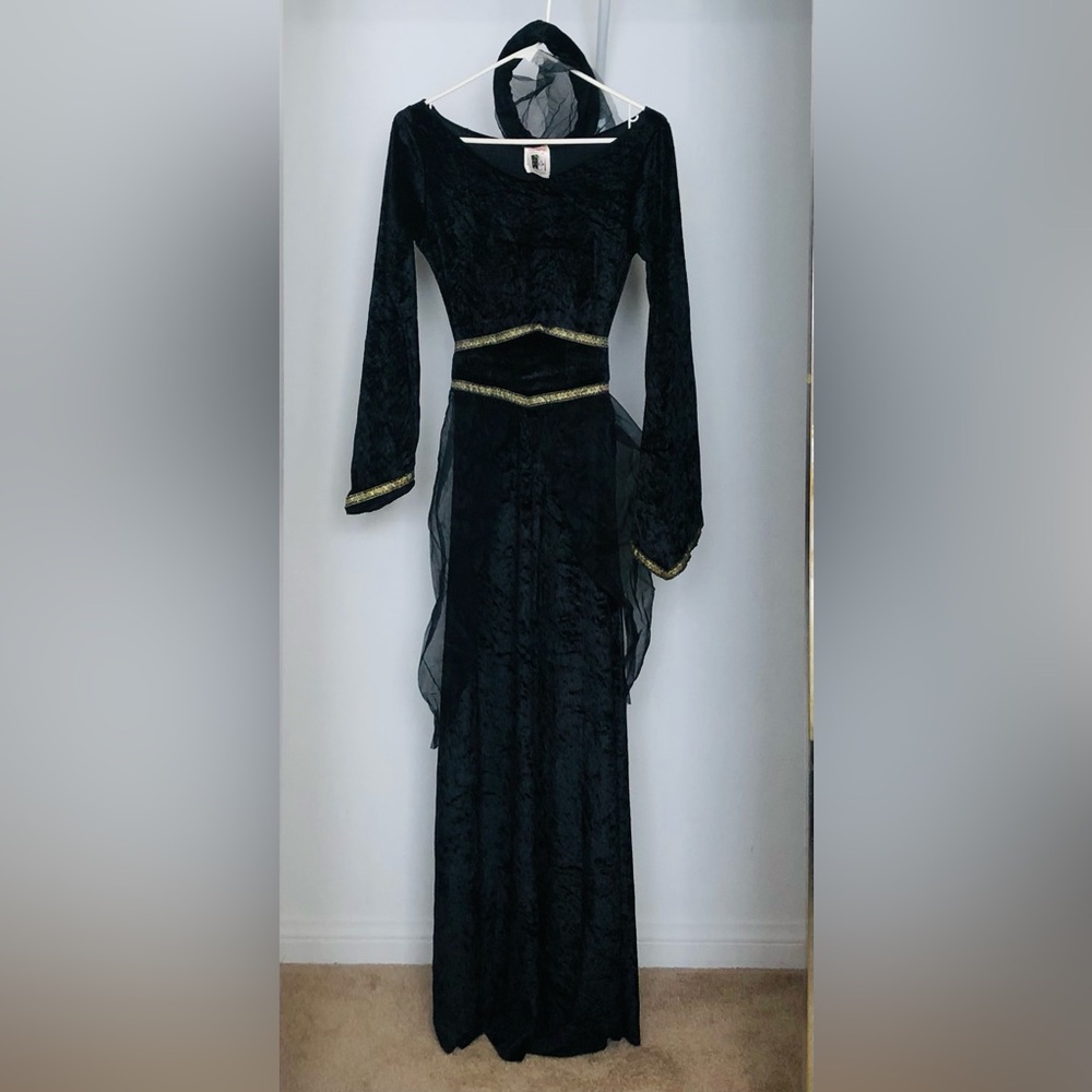 Halloween Costume- Black Long Sleeve Gown Size Medium